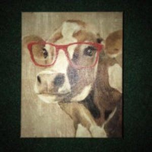 Cow with Red Glasses Canvas Wall Art